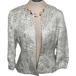 Coldwater Creek Blazer Womans 6 Jacket White Grey Animal Print Career Office